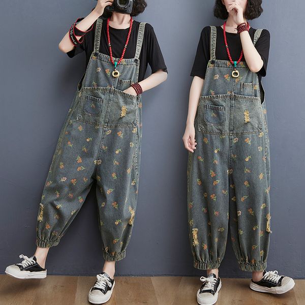 women's jeans loose black jumpsuit women casual oversized baggy ladies pants large bags print flowers denim overalls bands jean rompers, Blue
women's jeans loose black jumpsuit women casual oversized baggy ladies pants large bags print flowers denim overalls bands jean rompers, Blue