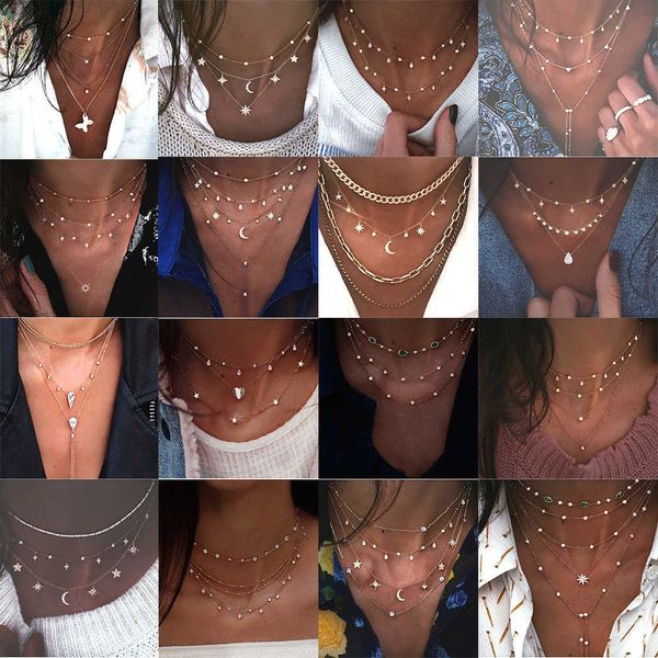 pendant necklaces bohemian multi-layer moon star necklace for women gold color 2020 vintage pendants necklaces geometry chokers jewelry gift, Silver
pendant necklaces bohemian multi-layer moon star necklace for women gold color 2020 vintage pendants necklaces geometry chokers jewelry gift, Silver