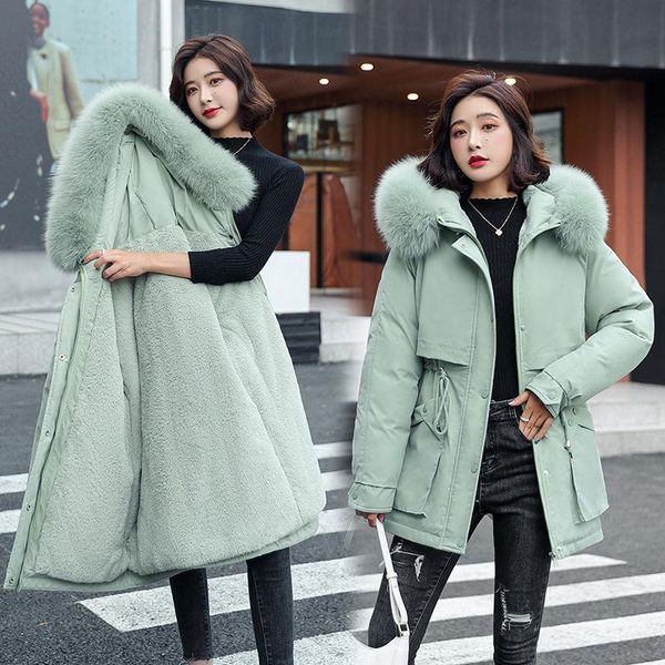 leather 2022 plus velvet hooded wool liner women parkas winter fur collar warm womens clothing new slim drawstring streetwear coat women, Black
leather 2022 plus velvet hooded wool liner women parkas winter fur collar warm womens clothing new slim drawstring streetwear coat women, Black