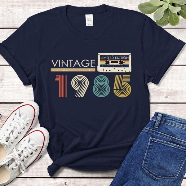 t-shirt cassette vintage 1985 37th 37 years old birthday party women t shirts limited edition retro graphic tee cotton classic tshirts, White
t-shirt cassette vintage 1985 37th 37 years old birthday party women t shirts limited edition retro graphic tee cotton classic tshirts, White