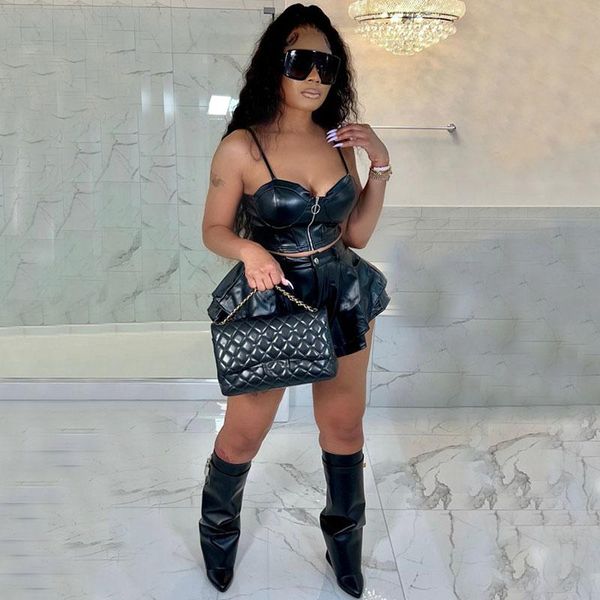 dress pu leather solid 2 piece shorts sets women matching sets crop and ruffles short suit party club outfits conjunto femenino, White
dress pu leather solid 2 piece shorts sets women matching sets crop and ruffles short suit party club outfits conjunto femenino, White