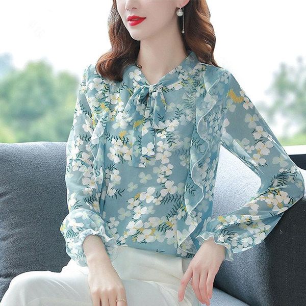 t-shirt chiffon floral shirt women's long sleeve new bow collar fashion temperament blusa feminino, White
t-shirt chiffon floral shirt women's long sleeve new bow collar fashion temperament blusa feminino, White