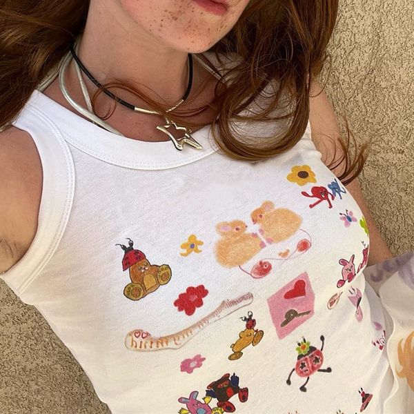 women s t shirt xingqing kawaii cartoon pattern crop 2000 sleeveless tanks y2k cute fairy grunge clothes basic vest sweats streetwear 230422, White
women s t shirt xingqing kawaii cartoon pattern crop 2000 sleeveless tanks y2k cute fairy grunge clothes basic vest sweats streetwear 230422, White