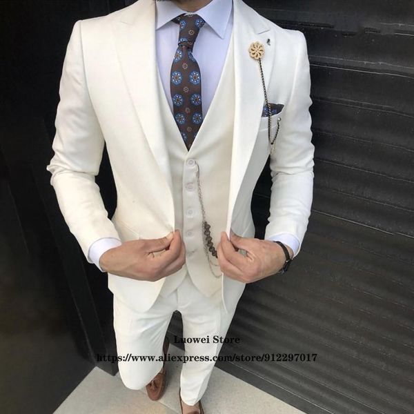 blazers fashion white men suits slim fit 3 piece jacket vest pants set for groom wedding peaked lapel tuxedo business blazer masculino, White;black
blazers fashion white men suits slim fit 3 piece jacket vest pants set for groom wedding peaked lapel tuxedo business blazer masculino, White;black