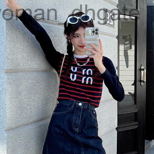 women's knits & tees designer 2023 early spring new logo stripe contrast knitted short american style t40m, White
women's knits & tees designer 2023 early spring new logo stripe contrast knitted short american style t40m, White