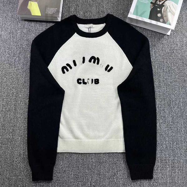 women's sweaters designer 23 early spring miss spliced knitted long sleeve black and white classic insert sweater embroidered round nec, White;black
women's sweaters designer 23 early spring miss spliced knitted long sleeve black and white classic insert sweater embroidered round nec, White;black