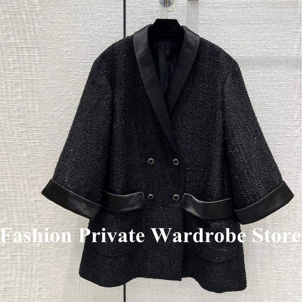 fur luxury fashion black loose long tweed jacket women 2022 early spring satin silk patchwork lapel long sleeve pockets vintage coat
fur luxury fashion black loose long tweed jacket women 2022 early spring satin silk patchwork lapel long sleeve pockets vintage coat