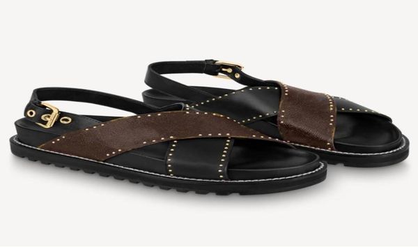 women leather flat sandals letter flower printed comfort round toe strap designer lady jacquard textile canvas treaded rubber sole2772204, Black
women leather flat sandals letter flower printed comfort round toe strap designer lady jacquard textile canvas treaded rubber sole2772204, Black