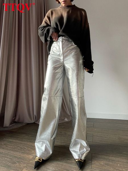 women's pants capris ttqv fashion loose silver women's pants casual pu leather high waist glitter trousers autumn winter full leng, Black;white
women's pants capris ttqv fashion loose silver women's pants casual pu leather high waist glitter trousers autumn winter full leng, Black;white