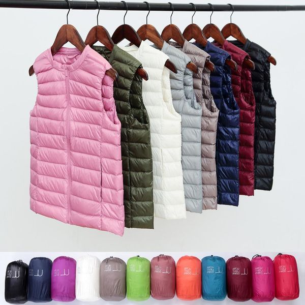 parkas autumn women ultra light down vest sleeveless oneck duck down coat female collarless waistcoat student windproof puffer vest, Black
parkas autumn women ultra light down vest sleeveless oneck duck down coat female collarless waistcoat student windproof puffer vest, Black