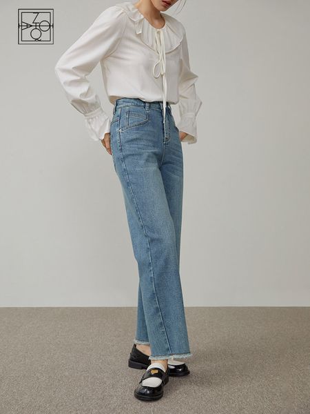 women's jeans ziqiao casual high waist light color ninepoint straight for women spring raw edge design cozy style female 230422, Blue
women's jeans ziqiao casual high waist light color ninepoint straight for women spring raw edge design cozy style female 230422, Blue