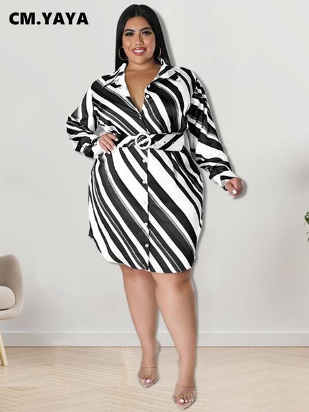 dresses cm.yaya elegant women plus size curve striped long sleeve with belt single breasted turndown neck lapel shirt style dress, Black
dresses cm.yaya elegant women plus size curve striped long sleeve with belt single breasted turndown neck lapel shirt style dress, Black