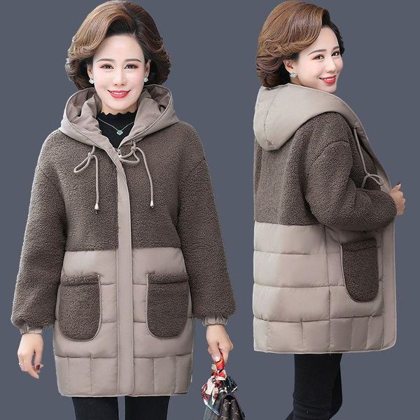 leather women padded jackets 2021 new autumn winter hooded parkas women thick lamb wool patchwork coat warm loose casual women's coat, Black
leather women padded jackets 2021 new autumn winter hooded parkas women thick lamb wool patchwork coat warm loose casual women's coat, Black