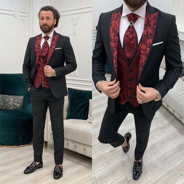 blazers latest modern men's wedding suit red jacquard slim fit custom groom/groomsman outfits tuxedo homme business casual homme 3 piec, White;black
blazers latest modern men's wedding suit red jacquard slim fit custom groom/groomsman outfits tuxedo homme business casual homme 3 piec, White;black
