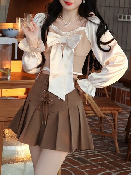 two piece dress korean style kawaii two piece set women sweet elegant party mini skirt set female france vintage blouse bandage mini skirt 2, White
two piece dress korean style kawaii two piece set women sweet elegant party mini skirt set female france vintage blouse bandage mini skirt 2, White