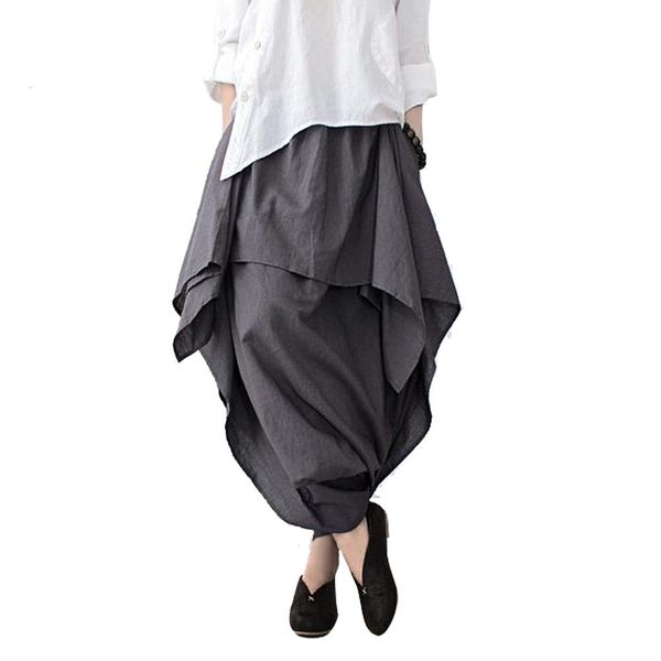 dresses johnature 2020 new women wide leg loose asymmetric pants linen cotton original designer capris elastc waist skirt, White;black
dresses johnature 2020 new women wide leg loose asymmetric pants linen cotton original designer capris elastc waist skirt, White;black