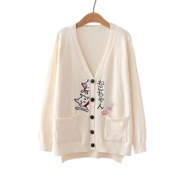 sweaters japanese kawaii cardigan girls buttondown vintage cute cat knitted sweaters women winter korean fashion v neck knitwear coat, White;black
sweaters japanese kawaii cardigan girls buttondown vintage cute cat knitted sweaters women winter korean fashion v neck knitwear coat, White;black