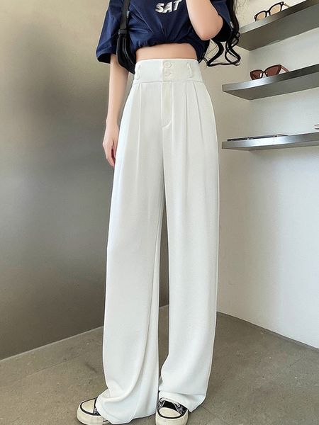 women's pants capris high waist casual wide leg pants for women double button floor-length straight loose trousers summer white black s, Black;white
women's pants capris high waist casual wide leg pants for women double button floor-length straight loose trousers summer white black s, Black;white
