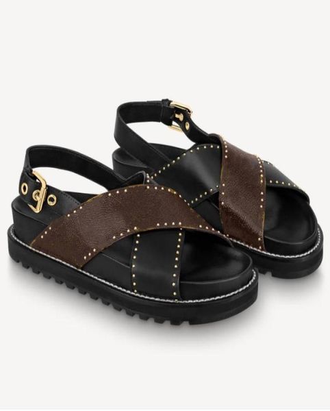 women leather flat sandals letter flower printed comfort round toe strap designer lady jacquard textile canvas treaded rubber sole5529050, Black
women leather flat sandals letter flower printed comfort round toe strap designer lady jacquard textile canvas treaded rubber sole5529050, Black