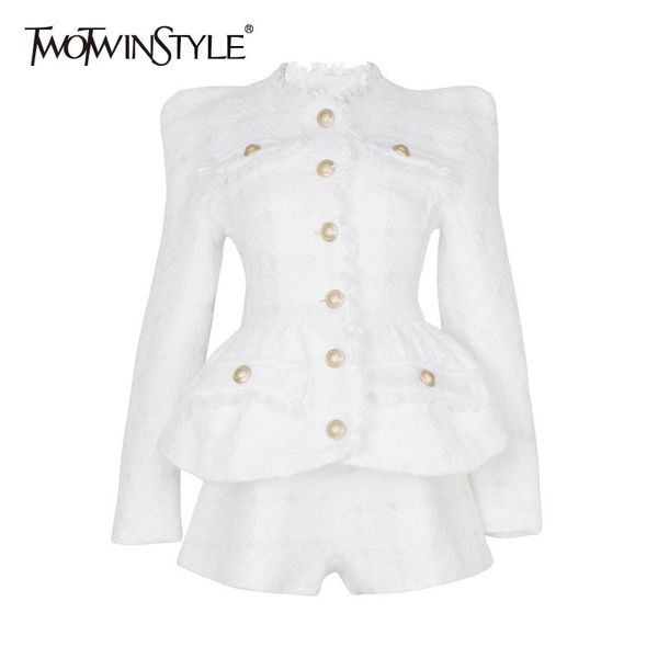 dress twotwinstyle elegant white shorts sets females round neck long sleeve slim jacket high waist short pants solid women's suit 2021
dress twotwinstyle elegant white shorts sets females round neck long sleeve slim jacket high waist short pants solid women's suit 2021