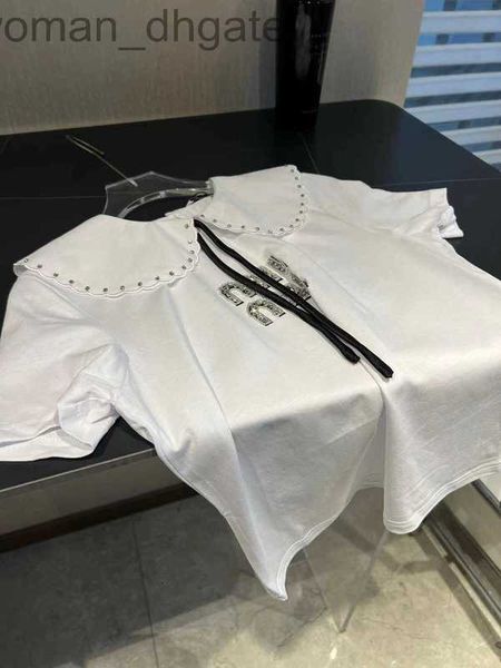 women's t-shirt designer 23 spring/summer new temperament style water diamond t-shirt round neck lace nail diamond lace up short sleeve, White
women's t-shirt designer 23 spring/summer new temperament style water diamond t-shirt round neck lace nail diamond lace up short sleeve, White