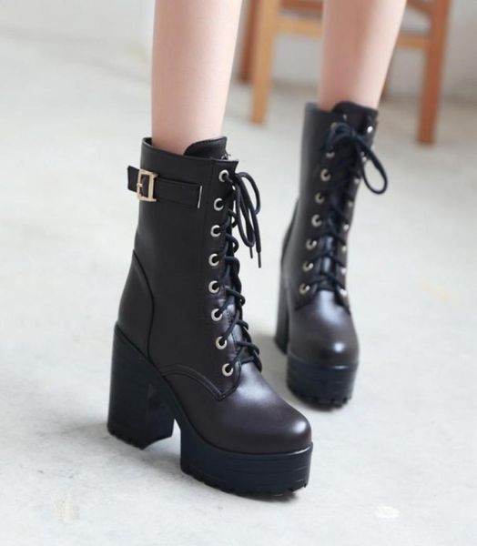 10cm chunky high heels platform martin boots fashion round toe laceup buckle ankle knight booties women winter shoes1365415, Black
10cm chunky high heels platform martin boots fashion round toe laceup buckle ankle knight booties women winter shoes1365415, Black