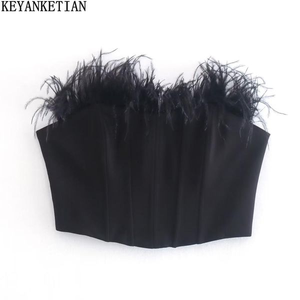 tanks keyanketian female feather corset summer new style oneline neck fashionable corset tube women's tights, Black;white
tanks keyanketian female feather corset summer new style oneline neck fashionable corset tube women's tights, Black;white
