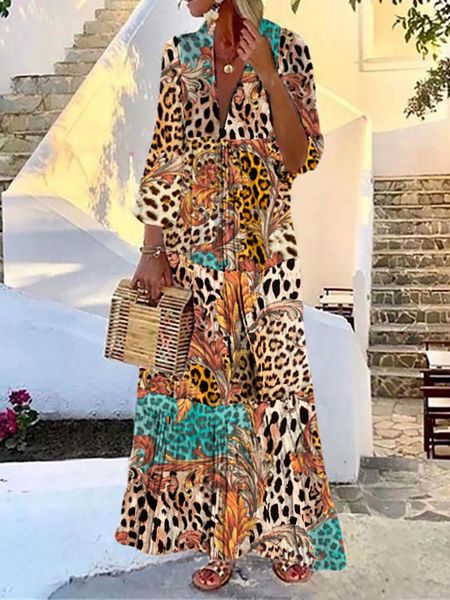 dresses loose casual women summer v neck dress elegant femme long sleeve holiday beach dress vintage leopard print maxi dress vestidos, Black;gray
dresses loose casual women summer v neck dress elegant femme long sleeve holiday beach dress vintage leopard print maxi dress vestidos, Black;gray