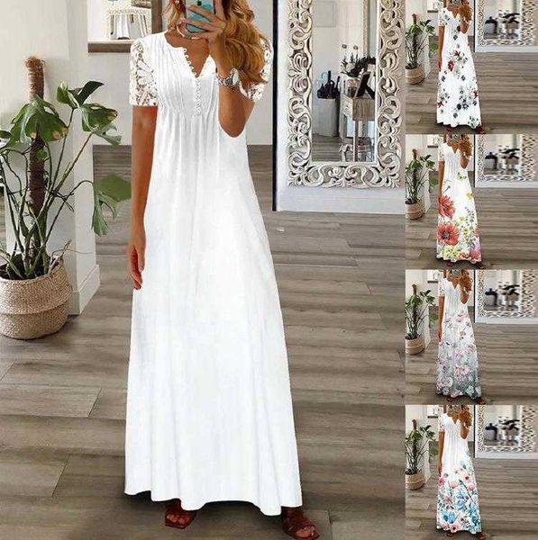 spring and summer trendy casual dresses womens fashion short sleeve lace long, Black;gray
spring and summer trendy casual dresses womens fashion short sleeve lace long, Black;gray