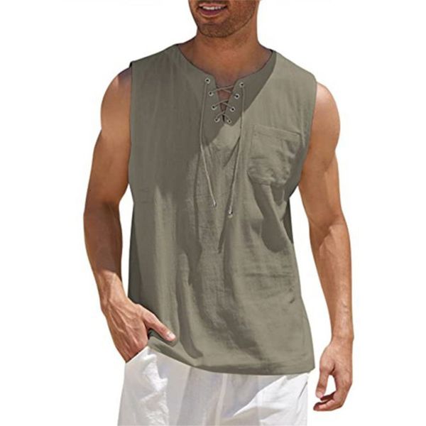 men' tank camisole mens solid color cotton linen vest shirts spring summer leisure sleeveless drawstring v neck tank men vintage 230, White;black
men' tank camisole mens solid color cotton linen vest shirts spring summer leisure sleeveless drawstring v neck tank men vintage 230, White;black
