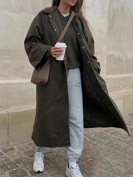 leather corduroy turndown collar women green stitching midlength windbreaker 2022 new ladies singlebreasted long parkas coat, Black
leather corduroy turndown collar women green stitching midlength windbreaker 2022 new ladies singlebreasted long parkas coat, Black