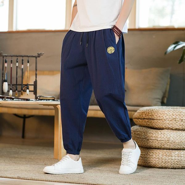 pants summer casual chinese style cotton linen ninth pants men fashion embroidery loose harem pants men's street jogging pants, Black
pants summer casual chinese style cotton linen ninth pants men fashion embroidery loose harem pants men's street jogging pants, Black