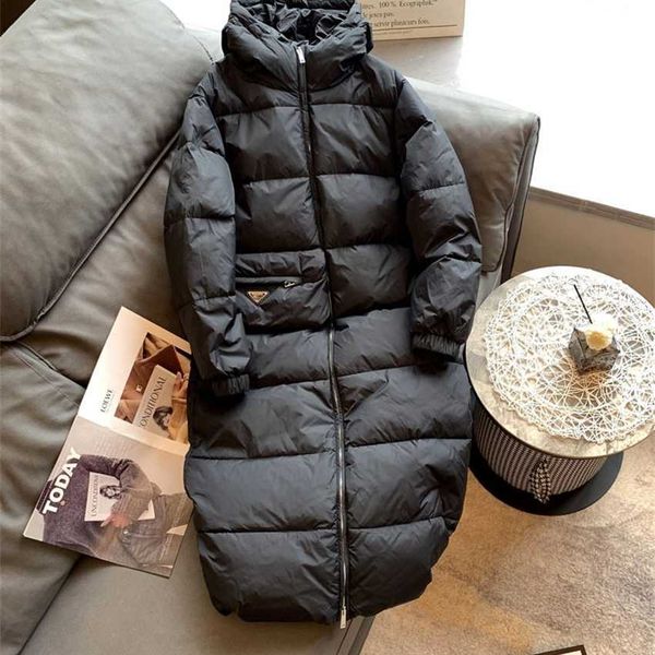 family autumn/winter new women's extended white goose down thickened over knee warm loose coat, Black
family autumn/winter new women's extended white goose down thickened over knee warm loose coat, Black