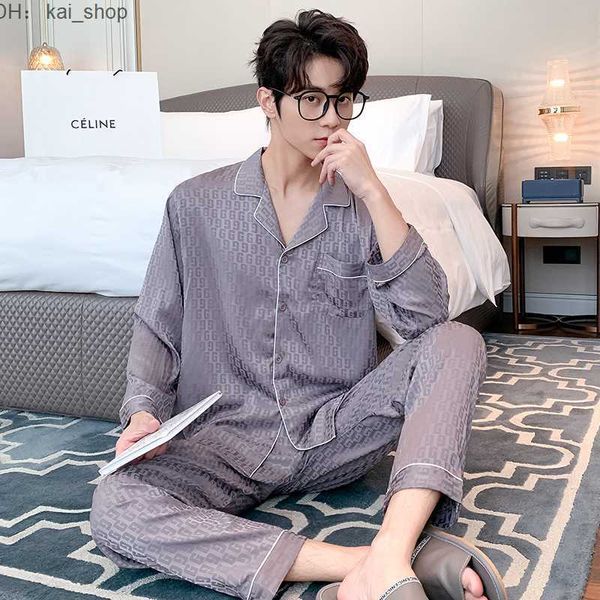 men's sleepwear pajamas autumn ice silk long sleeve pants premium thin spring large home suit n288 11, Black;brown
men's sleepwear pajamas autumn ice silk long sleeve pants premium thin spring large home suit n288 11, Black;brown