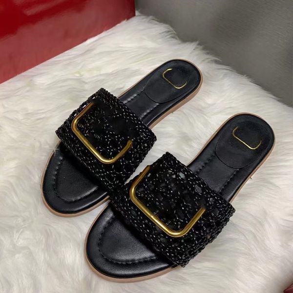 designer slippers big v metal buckle women sandals fashion summer womens flat beach sandal luxury ladies cool slides shoes valentinoity, Black
designer slippers big v metal buckle women sandals fashion summer womens flat beach sandal luxury ladies cool slides shoes valentinoity, Black