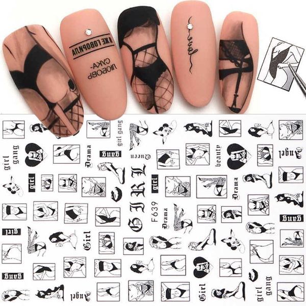 stickers decals 1 sheet abstract woman face design 3d nail stickers character pattern decals manicure nail art decoration water slider tips, Black
stickers decals 1 sheet abstract woman face design 3d nail stickers character pattern decals manicure nail art decoration water slider tips, Black