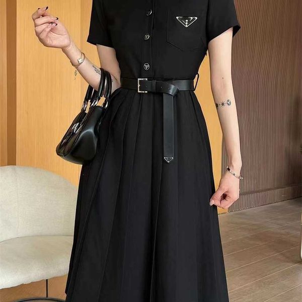 spring/summer family triangle decoration paired with new belt slim fit shirt collar dress for women, Black;gray
spring/summer family triangle decoration paired with new belt slim fit shirt collar dress for women, Black;gray