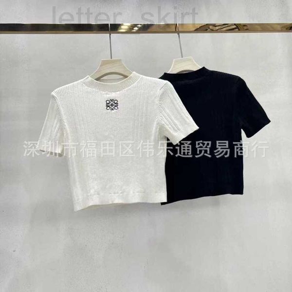 women's t-shirt designer spring/summer new embroidered chest knit short sleeve slim fit elastic waist show thin round neck c2kf, White
women's t-shirt designer spring/summer new embroidered chest knit short sleeve slim fit elastic waist show thin round neck c2kf, White
