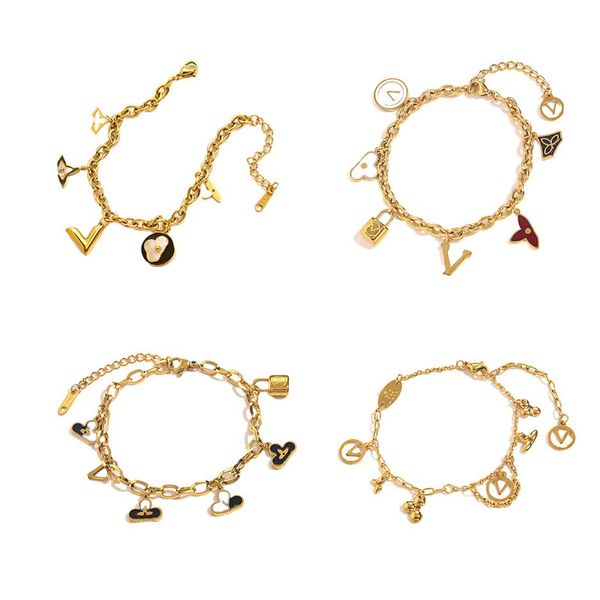 classic bracelets bangle 18k gold plated stainless steel flower letter pendants lovers gift wristband cuff chain women bracelet fo194y, Black
classic bracelets bangle 18k gold plated stainless steel flower letter pendants lovers gift wristband cuff chain women bracelet fo194y, Black