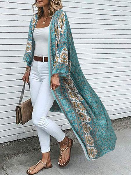 women's blouses shirts summer bohemian floral long cardigan women printed beach holiday kimono zanzea vintage 34 sleeve blusas loose l, White
women's blouses shirts summer bohemian floral long cardigan women printed beach holiday kimono zanzea vintage 34 sleeve blusas loose l, White
