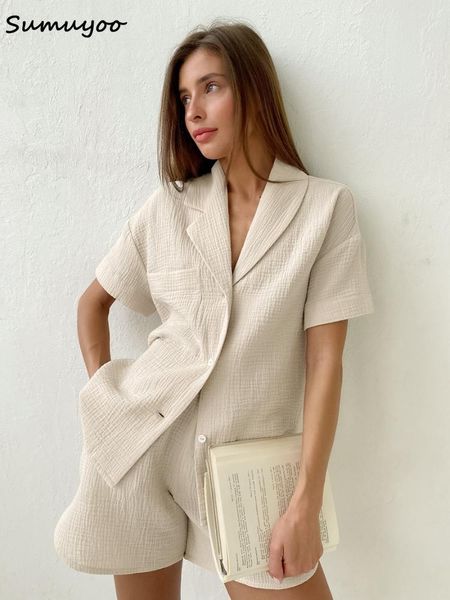 dress sumuyoo 100% cotton shorts set irregular collar casual button shirts comfort 2 pieces elastic waist wide shorts women suits, White
dress sumuyoo 100% cotton shorts set irregular collar casual button shirts comfort 2 pieces elastic waist wide shorts women suits, White