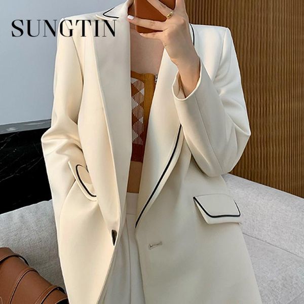pants sungtin 2022 causal blazer jacket women fashion spring autumn loose jackets office lady elegant chic outwear, White
pants sungtin 2022 causal blazer jacket women fashion spring autumn loose jackets office lady elegant chic outwear, White