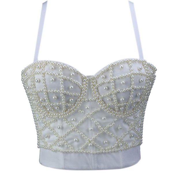 t-shirt women sleeveless crop pearl beaded bustier push up corset club bralette 50jb, White
t-shirt women sleeveless crop pearl beaded bustier push up corset club bralette 50jb, White