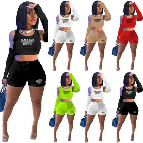 designer women tracksuits 3 piece short set sunscreen sleeve letter print crop tank and shorts with pocket outfits, Gray
designer women tracksuits 3 piece short set sunscreen sleeve letter print crop tank and shorts with pocket outfits, Gray