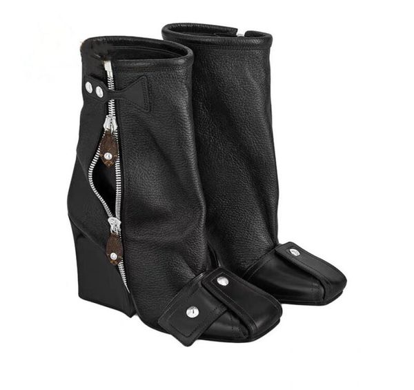 2021 lady women sheepskin leather chuckly high heels ankle boots square toe half knee catwalk rivets zipper shoes martin buckle si9435915, Black
2021 lady women sheepskin leather chuckly high heels ankle boots square toe half knee catwalk rivets zipper shoes martin buckle si9435915, Black