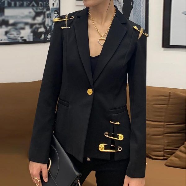 pants one button black big pin blazer fashion designer jacket girl streetwear women suit 1 pcs outfit coat in stock, White
pants one button black big pin blazer fashion designer jacket girl streetwear women suit 1 pcs outfit coat in stock, White