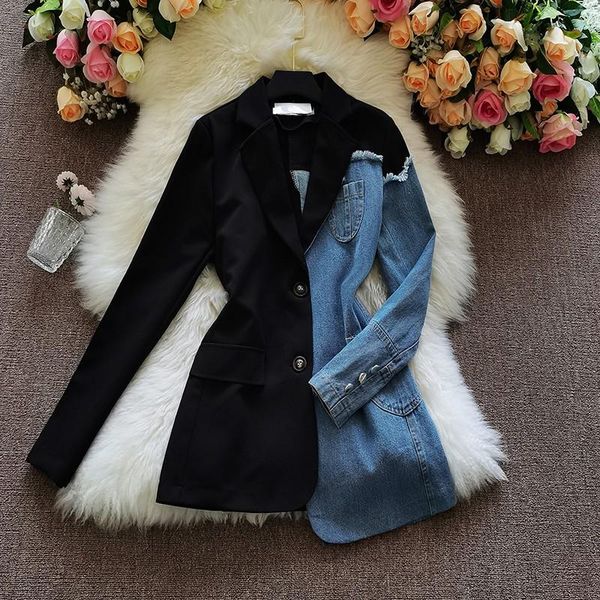 pants fashion patchwork denim blue and black women blazer 2021 autumn korean long sleeve loose suit jacket female blazers h1244, White
pants fashion patchwork denim blue and black women blazer 2021 autumn korean long sleeve loose suit jacket female blazers h1244, White