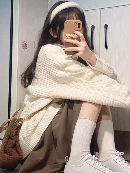 dress vrouwen driedelig pak herfst winter zachte eenvoudige lange mouwen gebreide trui + losse shirt + koffie midlengte rok, White
dress vrouwen driedelig pak herfst winter zachte eenvoudige lange mouwen gebreide trui + losse shirt + koffie midlengte rok, White