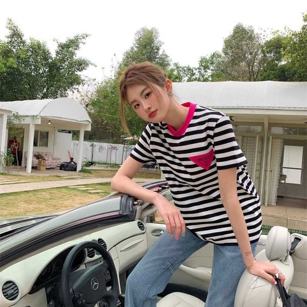 26% off clothing designer quality family summer new fashion classic triangle contrast stripe versatile loose short sleeve top, White
26% off clothing designer quality family summer new fashion classic triangle contrast stripe versatile loose short sleeve top, White