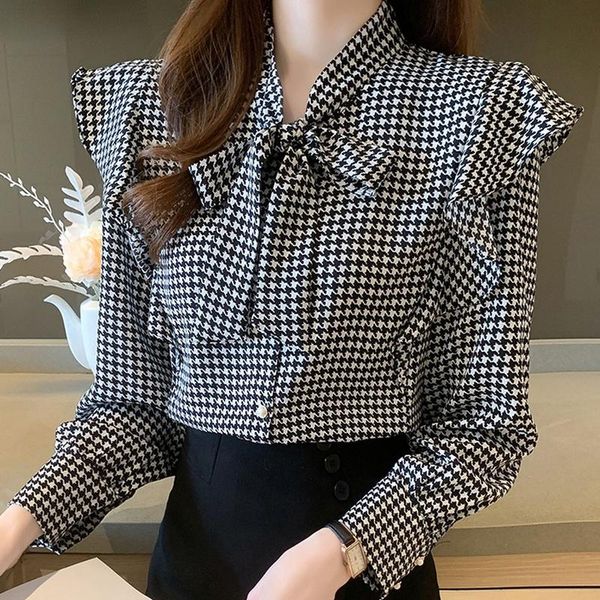 shirts houndstooth shirt womens blouse vintage ruffle bow korean chiffon ladies fashion elegant woman blusas spring autumn 2022, White
shirts houndstooth shirt womens blouse vintage ruffle bow korean chiffon ladies fashion elegant woman blusas spring autumn 2022, White
